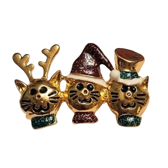 Jewelry - Christmas Cats Brooch